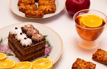 tasty cake on a saucer