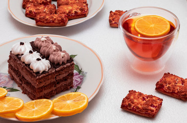 tasty cake on a saucer