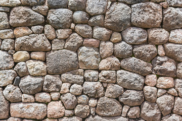 Closeup of inca stone blocks at Inca Ruins in Cusco, Peru