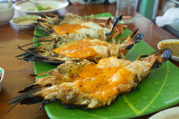 Grilled big river prawn