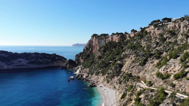 Aerial view of the mediterranean sea in from Valencia Spain.