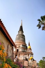 Fototapeta premium The Wat Yai Chaimongkol is a Buddhist temple located in Ayutthaya, Thailand. This place also be one of ayutthaya historical park.