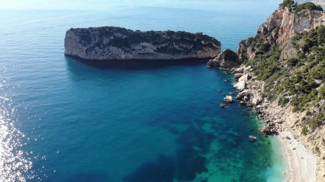 Aerial view of the mediterranean sea in from Valencia Spain.