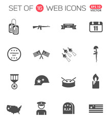 veterans day icon set. veterans day web icons for your project