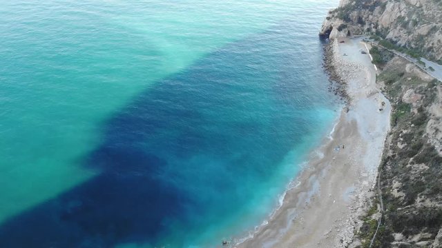 Aerial view of the mediterranean sea in from Valencia Spain.