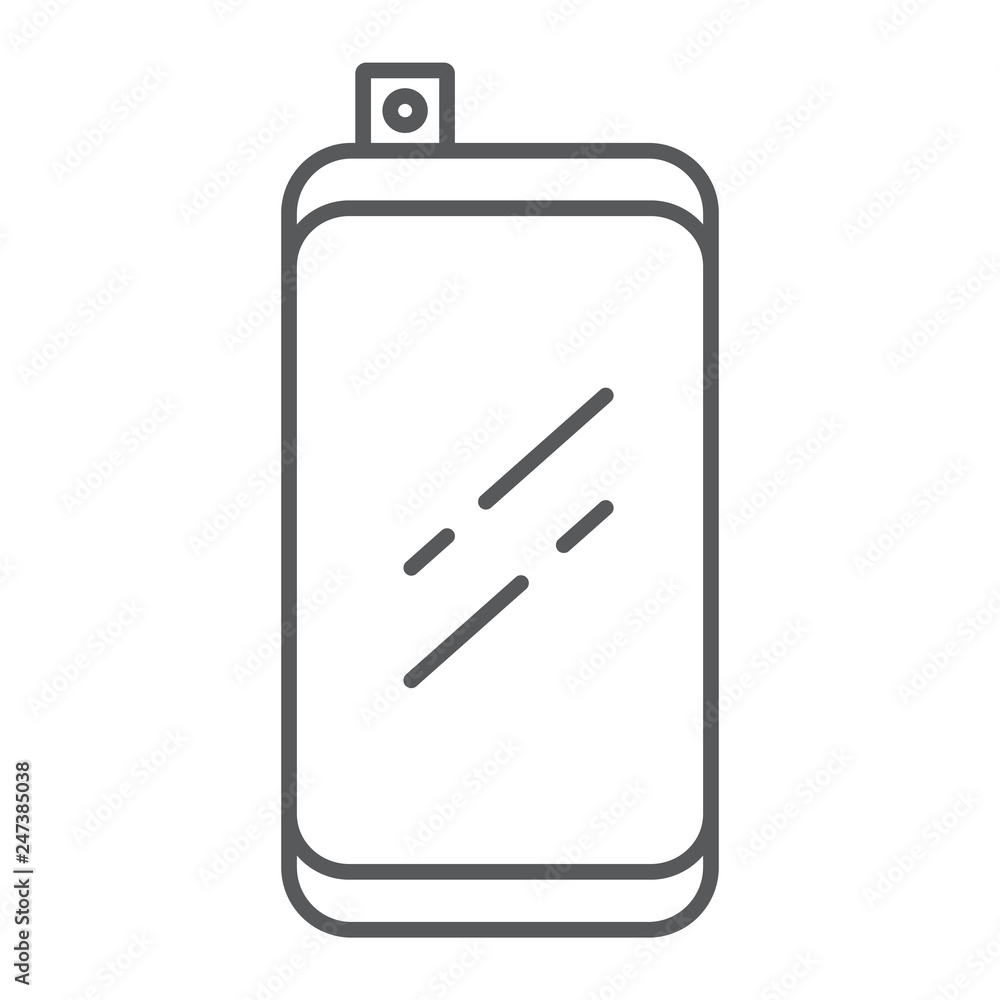 Poster smartphone with front retractable camera thin line icon, communication and device, modern phone sign
