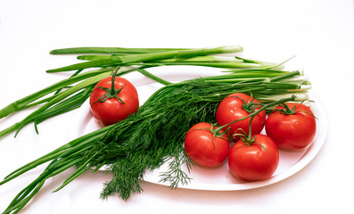 red tomato with greens 