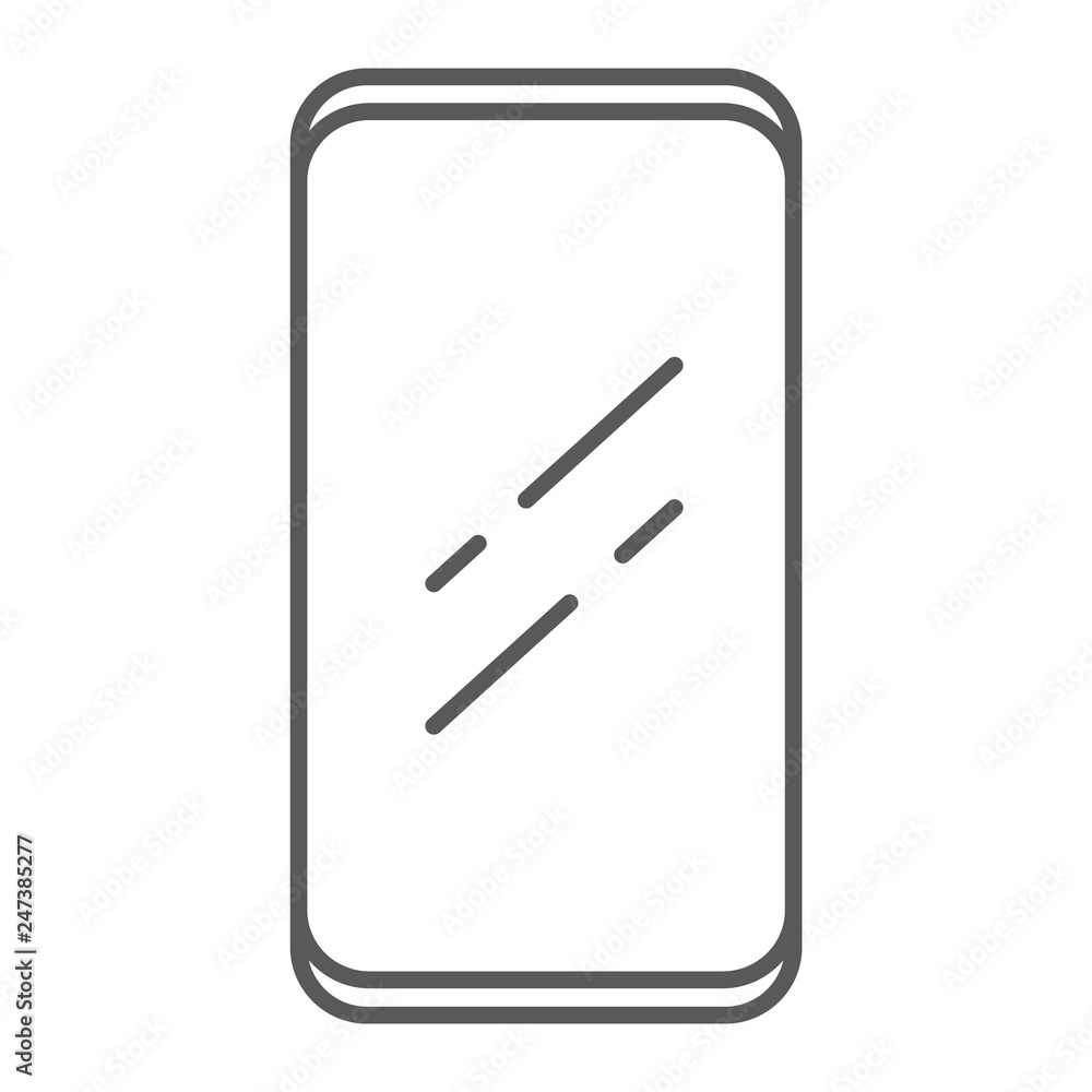 Poster smartphone without frame thin line icon, device and communication, frameless phone sign, vector grap