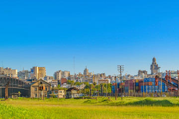 Fototapeta na wymiar Montevideo Cityscape from Old Train Station View