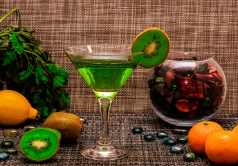 Still-life with a drink and fruit 