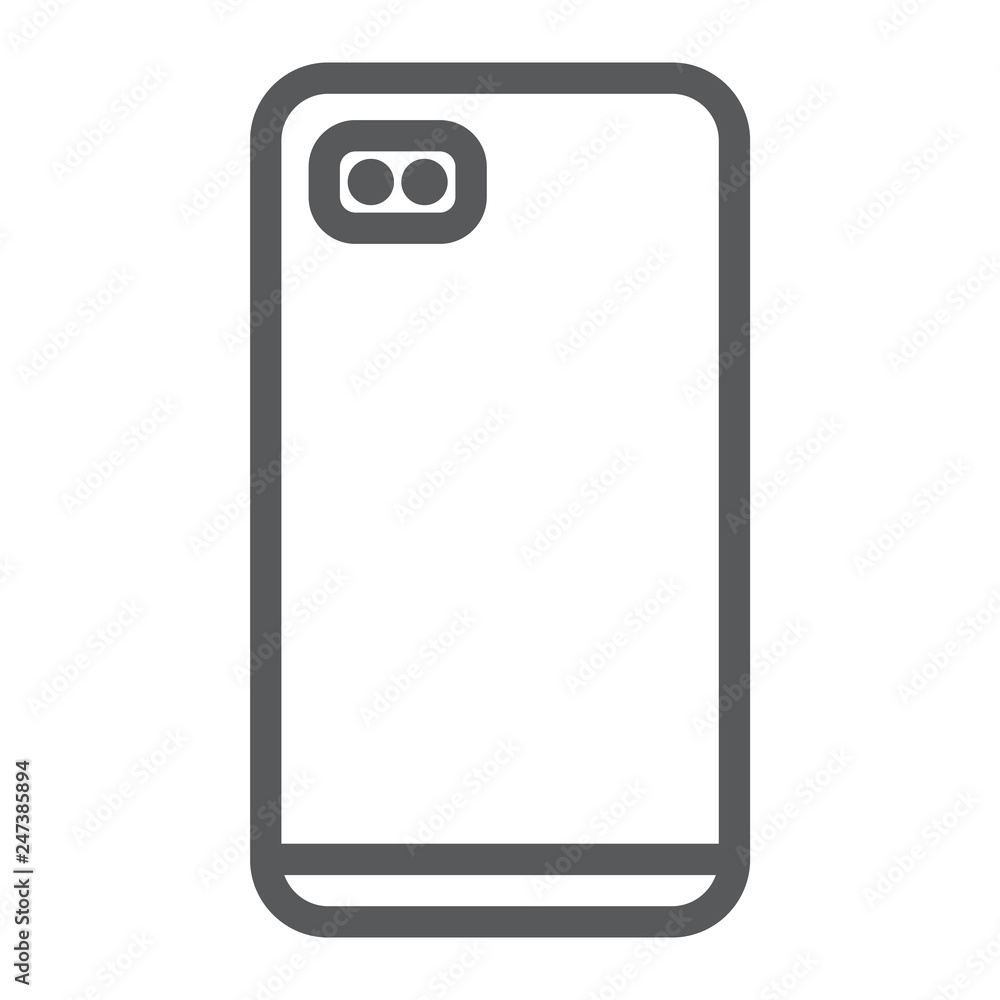 Poster smartphone with dual camera line icon, communication and device, phone sign, vector graphics, a line