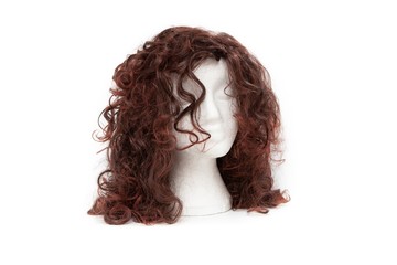 Fashion color wig on white background