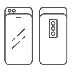 Slider smartphone thin line icon, technology and communication, mobile phone sign, vector graphics, a linear pattern on a white background.
