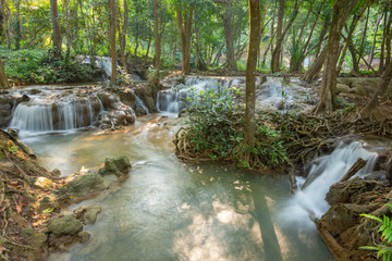 Beautiful waterfall scene Kroeng Krawia Waterfall at Kanchanaburi ,Thailand