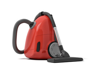 3d rendering of red electric vacuum cleaner isolated on white background