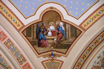 Twelve year Jesus in the Temple, fresco in the church of Saint Matthew in Stitar, Croatia 