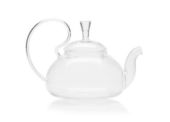 Glass empty teapot isolated on a white background