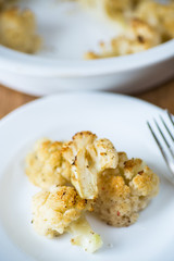 baked cauliflower with spices in ceramic form