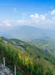 Fototapeta na wymiar concrete road on top of the mountain at Kanchanaburi ,Thailand