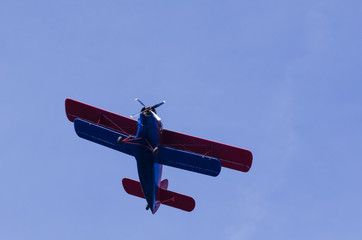AIRPLANE ON THE BLUE SKY - A beautiful classic machine in flight
