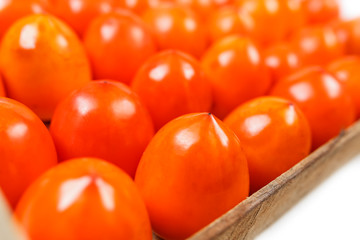 Fresh ripe persimmons in market. Persimmons background.