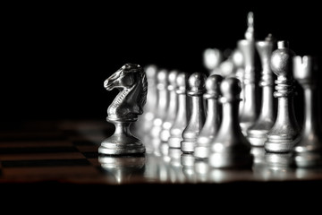 Pieces on chess board for playing game and strategy