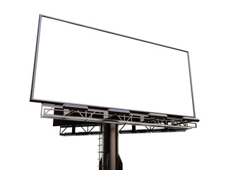 Obraz premium 3D rendering of blank billboard (empty advertisement) isolated on white background - mock up template