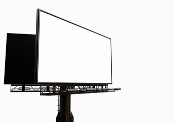 Fototapeta premium 3D rendering of blank billboard (empty advertisement) isolated on white background - mock up template