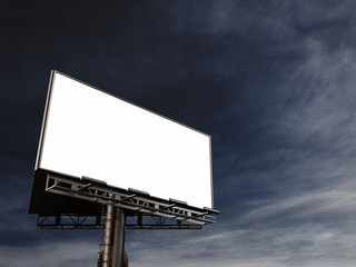 Obraz premium 3D rendering of blank billboard (empty advertisement) with clouds. Empty mockup template