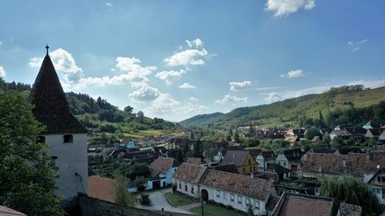 Panorama of the Characteristic Village of Biertan, Romania.