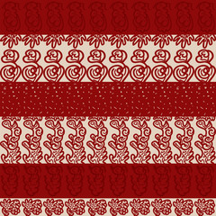Seamless background with abstract contour symbols with two shades of red
