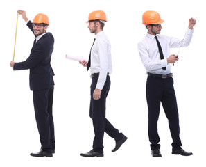 in full growth .qualified engineer architect isolated on white