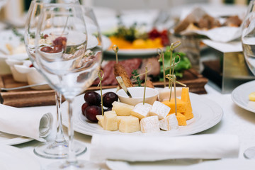 European international fusion cuisine, a beautiful dish on a white plate decorated with herbs and vegetables. a professional chef has prepared a delicious meal.