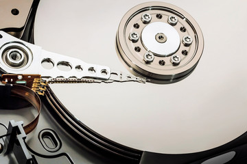 Unassembled Hard Disc Drive Detail Close Up View