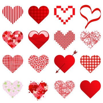 collection different loving valentine hearts