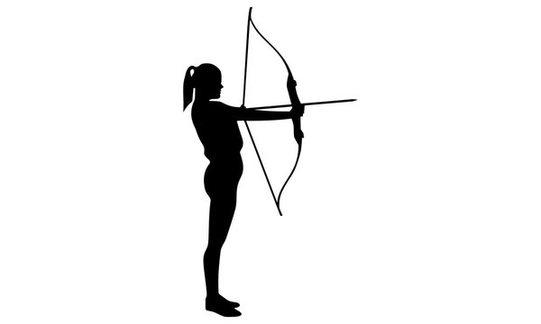 silhouette pictures of beautiful archery women