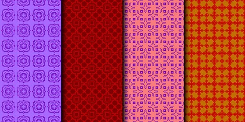 Set Of Seamless Texture Of Geometric Ornament. Vector Illustration. For The Interior Design, Printing, Web And Textile.