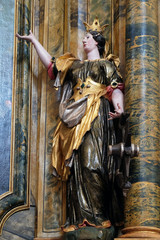 Statue of Saint Catherine of Alexandria on the Saint Mary altar in the church of Saint Leonard of...
