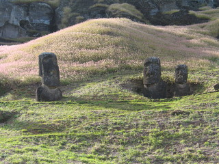 Moais of Eastern Island. RApa Nui. Isla de Pascua. Chile