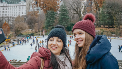 Taking a selfie at the famous Ice Rink in central Park New York