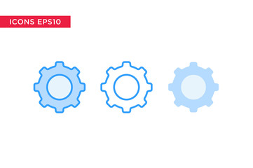 gear, setting icon in line, outline, filled outline and flat design style isolated on white background. vector eps10