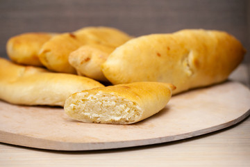 Hotcakes with fill, traditional English Georgian khachapuri Russian appetizer