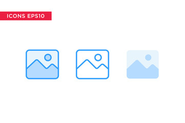 image, picture icon in line, outline, filled outline and flat design style isolated on white background. vector eps10