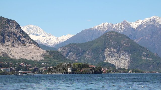 Holidays at Lake Maggiore view to the Borromean Islands, Piedmont Italy