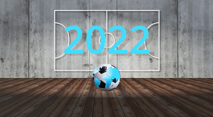 2022 Weltmeisterschaft Ball Weltkarte Spielfeld 3D