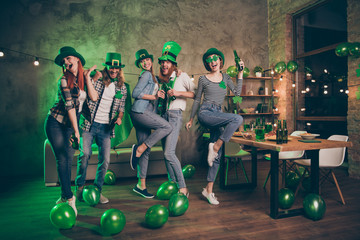 Full length body size photo group  buddies funky company alcohol beverage wear specs irish national...