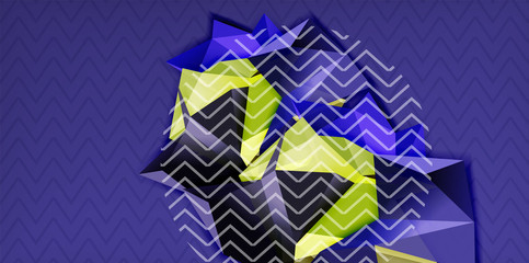 Vector triangular 3d geometric shapes background, modern poster design