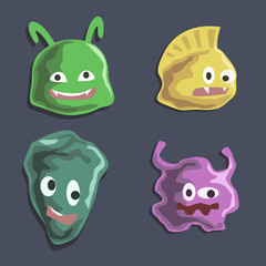 Set of cartoon monsters. Cute monsters colorful doodles - Vector