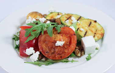 warm salad with grilled vegetables and cheese