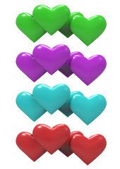  Set of multi-colored hearts .Valentine symbol for design